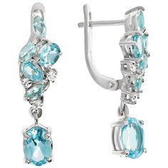 Balex Серьги 2405937189 из серебра 925 пробы с топазом голубым природным и фианитом