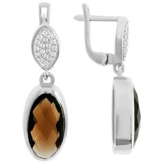 Balex Серьги 2410931454 из серебра 925 пробы с раухтопазом природным и фианитом