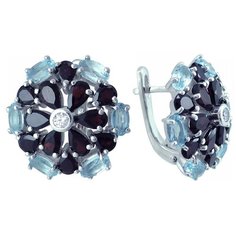 Balex Серьги 2405937266 из серебра 925 пробы с гранатом природным, топазом голубым природным и фианитом