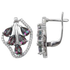 Balex Серьги 2410931556 из серебра 925 пробы с мистик кварцем природным и фианитом