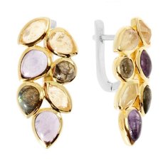 Balex Серьги 2430930086 из серебра 925 пробы с аметистом природным, лабрадоритом и цитрином природным