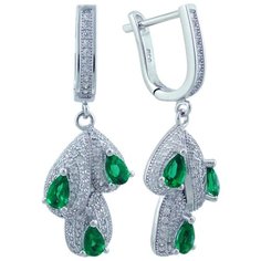 Balex Серьги 2405937428 из серебра 925 пробы с изумрудом выращенным и фианитом