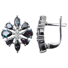 Balex Серьги 2410931541 из серебра 925 пробы с мистик кварцем синтетическим и фианитом