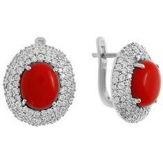 Balex Серьги 2454930082 из серебра 925 пробы с кораллом реконструированным и фианитом