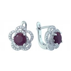 Balex Серьги 2405937360 из серебра 925 пробы с рубином корундом и фианитом