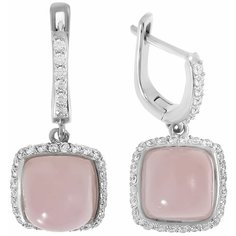 Balex Серьги 2430930069 из серебра 925 пробы с розовым кварцем природным и фианитом