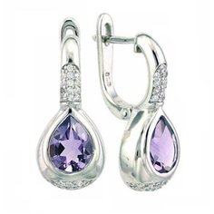 Balex Серьги 2405937055 из серебра 925 пробы с аметистом природным и фианитом