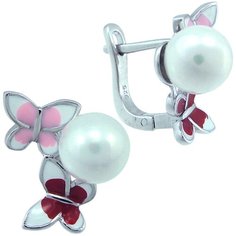 Balex Серьги 2405937657 из серебра 925 пробы с жемчугом культивированным и эмалью