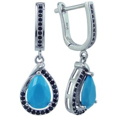 Balex Серьги 2405937422 из серебра 925 пробы с бирюзой реконструированной и фианитом