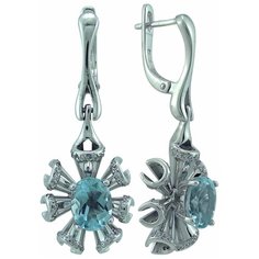 Balex Серьги 2405937290 из серебра 925 пробы с топазом голубым природным и фианитом