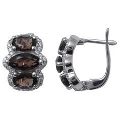 Balex Серьги 2410931486 из серебра 925 пробы с раухтопазом природным и фианитом