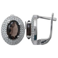 Balex Серьги 2410931553 из серебра 925 пробы с раухтопазом природным и фианитом