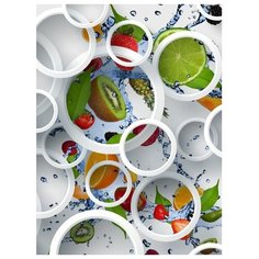 Фотообои флизелиновые Design Studio 3D Фрукты с брызгами воды 2х2.7м белый/зеленый