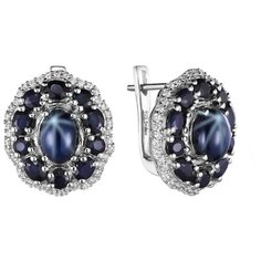 Balex Серьги 2410931823 из серебра 925 пробы с сапфиром корундом природным и фианитом