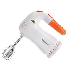 Миксер WILLMARK WHM-6023ST, ручной, 400 Вт, 5 скоростей, 2 насадки, подставка, оранжевый 6494893