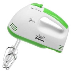 Миксер Sakura SA-6313GR, ручной, 150 Вт, 7 скоростей, бело-зелёный 6769530