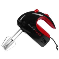 Миксер ENERGY EN-244, ручной, 250 Вт, 5 скоростей, 2 насадки, чёрно-красный 5365207