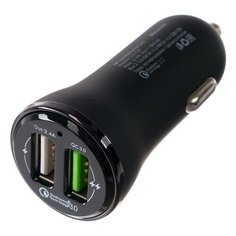 Автомобильное зарядное устройство Maverick, 2 USB, 2.4A, быстрый заряд QC 3.0, черное 5052051