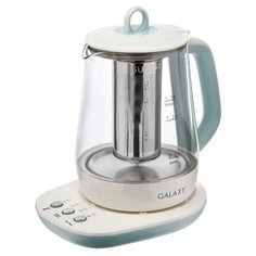 Чайник электрический Galaxy GL 0591, стекло, 1200 Вт, 1.5 л, подсветка, заварник, голубой 5698796