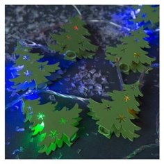 Гирлянда Luazon Lighting нить с насадкой Елочка зеленая 2388698 400 см, 20 ламп, зеленый/белый провод