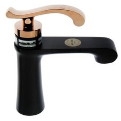 Смеситель для раковины AFLORN "Rennes", черный+"розовое золото", с гайкой, подводка 60см 4877652