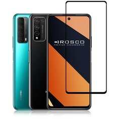 Защитное стекло ROSCO с черной рамкой для Honor 10X Lite и Huawei P Smart 2021 (Хонор 10Х лайт и Хуавей П Смарт 2021), силиконовая клеевая основа