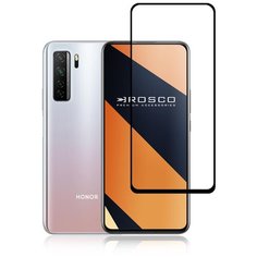 Защитное стекло ROSCO с черной рамкой для Honor 30s (Хонор 30С), силиконовая клеевая основа