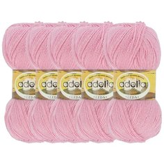 Пряжа Adelia Leda, 99 % акрил, 1 % люрекс, 100 г, 340 м, 5 шт., 202 розовый