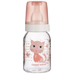 Canpol Babies Бутылочка тритановая 120 мл Забавные животные, с 3 месяцев, розовый/кошечка