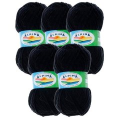 Пряжа Alpina Vera, 45 % хлопок, 55 % акрил, 100 г, 280 м, 5 шт., №02 черный