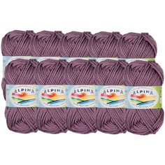 Пряжа Alpina Garry, 100 % хлопок, 50 г, 10 шт., 14 аметист (бл.серо-сиреневый)