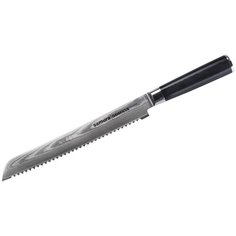 Нож для хлеба Samura Damascus, лезвие 23 см, черный