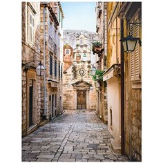 Фотообои флизелиновые Топ Фотообои Улочка старого города, Хорватия 200х270 (ШхВ) коричневый/серо-коричневый/темно-серый/светло-оранжевый/темно-бежевый