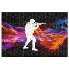 Магнитный пазл CS, Counter Strike, белый силуэт военного Drabs