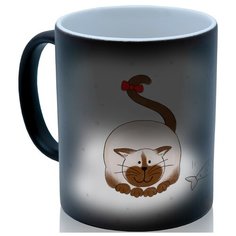 Кружка хамелеон Три кота, рыбка, миска, красивый сувенир Drabs