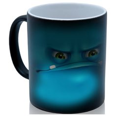 Кружка хамелеон голубая со смешной мордочкой, прикольный подарок Drabs