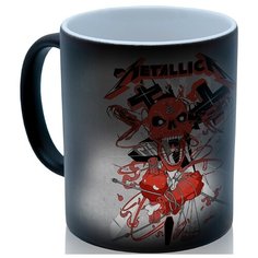 Кружка хамелеон Metallica Череп оранжевый, необычный сувенир Drabs