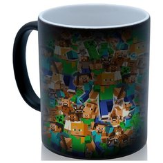 Кружка хамелеон по мотивам игры Майнкрафт (Minecraft), коллаж из персонажей, необычный сувенир Drabs