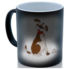 Кружка хамелеон 4 собачки (белая, рыжая, темная), миски и косточки, красивый подарок Drabs