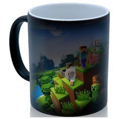 Кружка хамелеон По мотивам Майнкрафт (Minecraft) , персонажи, облака, на коне, необычный сувенир Drabs
