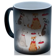 Кружка хамелеон Много собачек, миски с косточками, красивый подарок Drabs