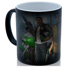 Кружка хамелеон По мотивам GTA, вертолет, стреляет с колена, необычный подарок Drabs