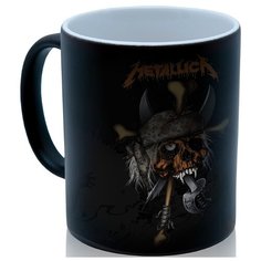 Кружка хамелеон Metallica череп в бандане, необычный сувенир Drabs