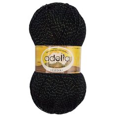 Пряжа Adelia "LEDA" 99% акрил, 1% люрекс №215 ЧЕРНЫЙ - 5 мотков по 100 г