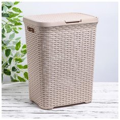 Корзина для белья 40 л с крышкой "Ротанг", цвет латте 3098442 Violet