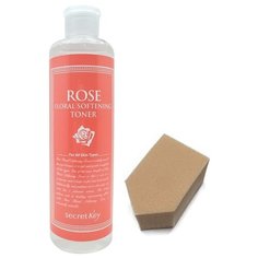 SECRET KEY Увлажняющий тонер для лица с экстрактом дамасской розы ROSE FLORAL SOFTENING, 248мл + спонж