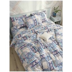 Пододеяльник Сказка перкаль Лоскутная мозаика 145 х 215 см бежевый/розовый/синий