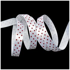 Лента атласная Ideal LDAG02926012 (10) горошек 12мм цв.белый-винный уп.27,4м