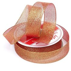 Лента IDEAL с люрексом ТВ-ЛЮР шир.25мм цв.048 персиковый уп.22,85 м