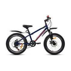Велосипед FORWARD UNIT 20 3.2 DISC (20" 6 ск. рост 10.5") 2020-2021, темно-синий/красный, RBKW11N06005